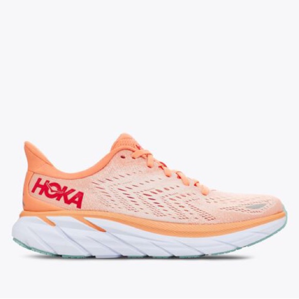 HOKA Women's Clifton 8 Athletic Tennis Shoes Running Orange Cantaloupe 7.5B